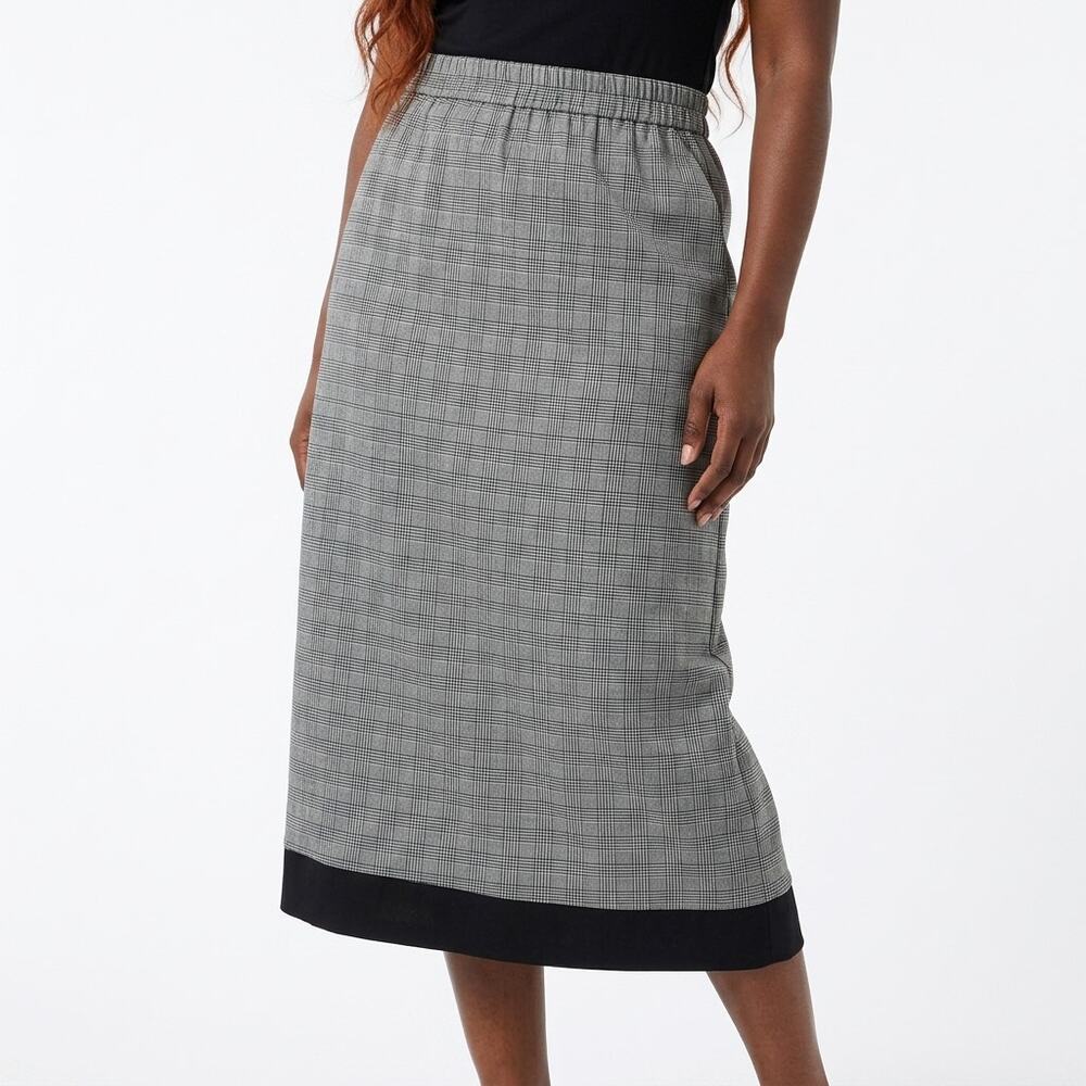 GIZIA CASUAL Grey Pencil Midi Skirt Women Plaid Size 38